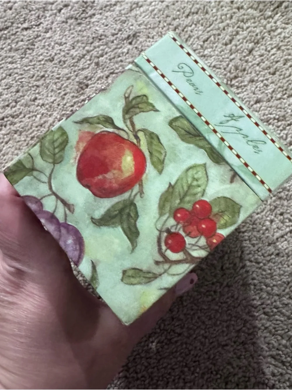 Vintage 1990s 2000s 3x5” Index Card Recipe Holder Box Pumpkins Fruits Apples